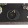 Mexen Kevin 1-bowl granite sink with drainer and Aster kitchen tap, speckled black - 6517-76-73450-57-B