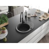 Mexen Kevin Granitspüle 1-Becken mit Abtropffläche und Küchenarmatur Aster, schwarz gesprenkelt - 6517-76-73450-70-B