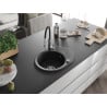 Mexen Kevin fregadero de granito de 1 seno con escurridor y grifo de cocina Aster, negro - 6517-77-73450-07