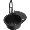 Mexen Kevin fregadero de granito de 1 cubeta con escurridor y grifo de cocina Aster, negro - 6517-77-73450-07-B