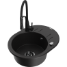 Mexen Kevin fregadero de granito de 1 seno con escurridor y grifo de cocina Aster, negro - 6517-77-73450-70-B