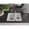 Mexen Carlos granite sink 1.5-bowl with Aster kitchen tap, white - 6518-20-73450-57-B