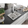 Mexen Carlos fregadero de granito de 1,5 cubetas con grifo de cocina Aster, blanco - 6518-20-73450-70-B