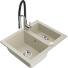 Mexen Carlos Granitspüle 1,5-Becken mit Küchenarmatur Aster, beige - 6518-69-73450-07