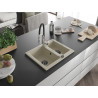 Mexen Carlos fregadero de granito de 1,5 senos con grifo de cocina Aster, beige - 6518-69-73450-07-B