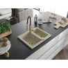 Mexen Carlos évier en granit 1,5 bac avec robinet de cuisine Aster, beige - 6518-69-73450-57-G
