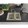 Mexen Carlos 1,5-komorige granieten spoelbak met keukenmengkraan Aster, beige - 6518-69-73450-57-B