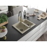 Mexen Carlos granitische spoelbak 1,5-komors met keukenmengkraan Aster, beige - 6518-69-73450-57-B