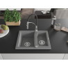 Mexen Carlos lava-louça de granito 1,5 cubas com torneira de cozinha Aster, cinza - 6518-71-73450-07