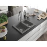 Mexen Carlos lava-louça de granito 1,5 cubas com torneira de cozinha Aster, cinza - 6518-71-73450-07
