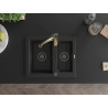 Mexen Carlos Granitspüle 1,5-fach mit Küchenarmatur Aster, schwarz/silber metallic - 6518-73-73450-57-B