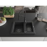 Mexen Carlos granit gootsteen 1,5-komor met keukenmengkraan Aster, zwart/zilver metallic - 6518-73-73450-70-B