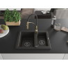 Mexen Carlos fregadero de granito de 1,5 senos con grifo de cocina Aster, negro/dorado metálico - 6518-75-73450-57-B