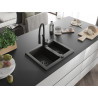 Mexen Carlos 1,5-komorige granieten gootsteen met keukenmengkraan Aster, zwart/goud metallic - 6518-75-73450-70-B