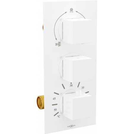 Mexen Cube thermostatic bathtub-shower mixer 3-way, white - 77503-20