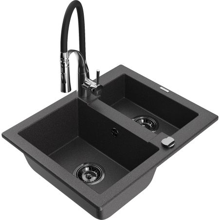 Mexen Carlos Granit-Kachlespendel 1,5-Kummer mat Kichebatterie Aster, schwaarz gesprenkelt - 6518-76-73450-07-B