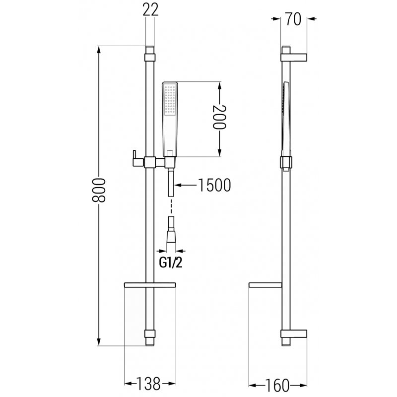 Mexen Pecos DQ72 set vasca, cromo - 72713DQ72-00