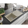 Mexen Leo lavello in granito a 1 vasca con scolapiatti e rubinetto da cucina Flora, beige - 6501-69-670401-09