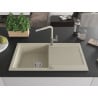 Mexen Leo lavello in granito a 1 vasca con gocciolatoio e rubinetto da cucina Flora, beige - 6501-69-670401-09