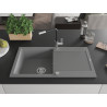 Mexen Leo lavello in granito a 1 vasca con gocciolatoio e rubinetto da cucina Flora, grigio - 6501-71-670401-07