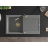 Mexen Leo fregadero de granito de 1 seno con escurridor y grifo de cocina Flora, gris - 6501-71-670401-57-G