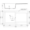 Mexen Leo Granitspüle 1-Becken mit Abtropffläche und Küchenarmatur Flora, grau - 6501-71-670401-57-B