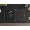 Mexen Leo granitstenen spoelbak met 1 bak, afdruiprek en keukenmengkraan Flora, zwart/goud metallic - 6501-75-670401-57-B
