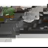 Mexen Leo Granitspüle 1-beckig mit Abtropffläche und Küchenarmatur Flora, schwarz gesprenkelt - 6501-76-670401-07