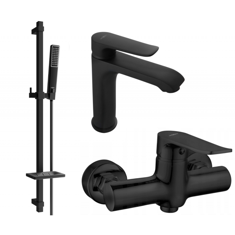 Mexen Pecos DQ72 shower set, black - 72704DQ72-70
