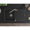 Mexen Leo fregadero de granito de 1 compartimento con escurridor y grifo de cocina Flora, negro - 6501-77-670401-00