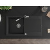 Mexen Leo fregadero de granito de 1 cubeta con escurridor y grifo de cocina Flora, negro - 6501-77-670401-07