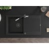 Mexen Leo fregadero de granito de 1 cubeta con escurridor y grifo de cocina Flora, negro - 6501-77-670401-07-B