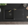 Mexen Leo fregadero de granito de 1 cubeta con escurridor y grifo de cocina Flora, negro - 6501-77-670401-57-B