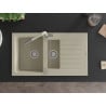 Mexen Matias 1,5-becken Granitspüle mit Abtropffläche und Küchenarmatur Flora, beige - 6502-69-670401-09