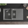 Mexen Matias Granite Sink 1.5 Bowl with Drainer and Flora Kitchen Tap, Grey - 6502-71-670401-07
