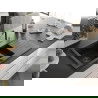 Mexen Matias Granitspüle 1,5-Becken mit Abtropffläche und Küchenarmatur Flora, schwarz/silber - 6502-73-670401-07-B