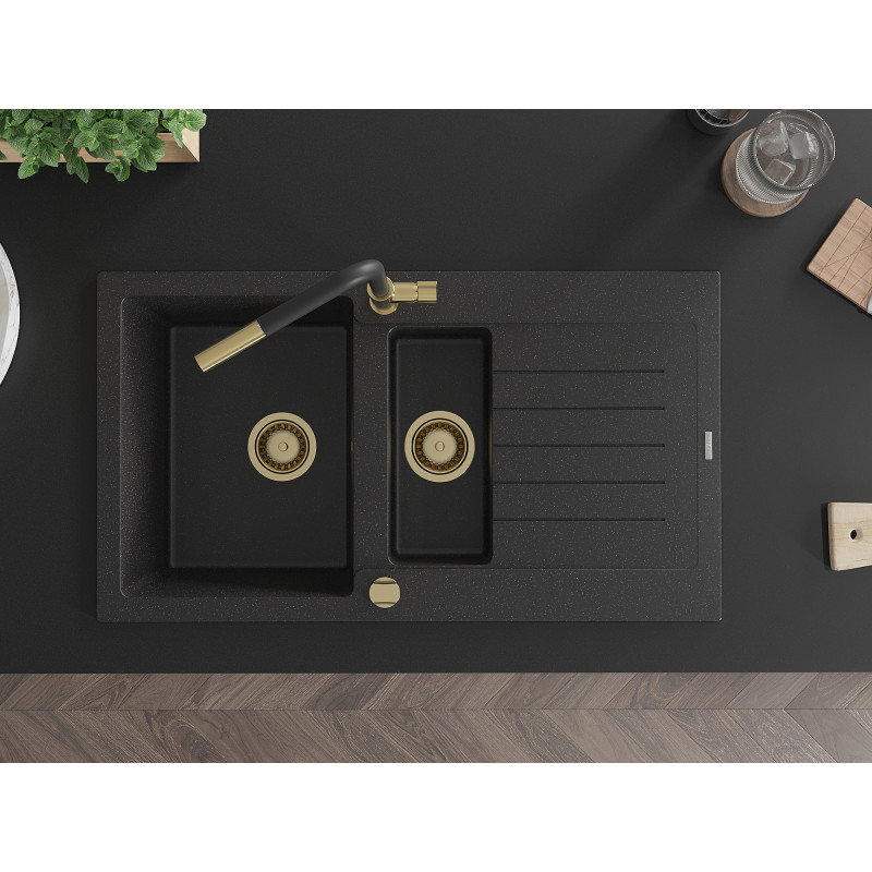 Mexen Matias νεροχύτης γρανίτης 1,5-διαμερισμάτων με λεκάνη και μπαταρία