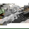 Mexen Matias Granitspüle 1,5-kammerig mit Abtropffläche und Küchenarmatur Flora, schwarz/silber - 6502-73-670401-70-B
