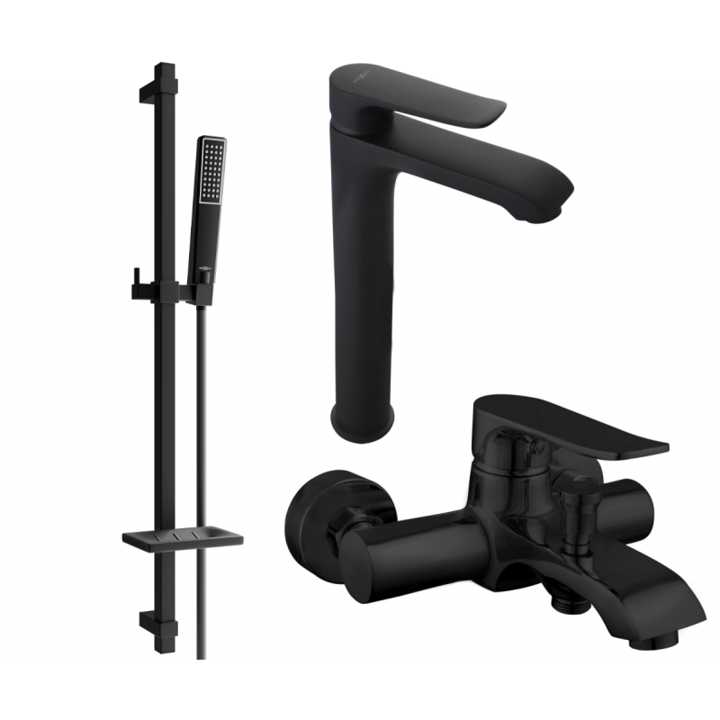 Mexen Pecos DQ72 bath set, black - 72713DQ72-70