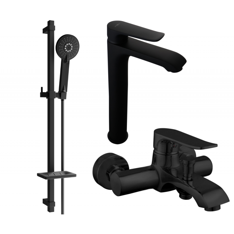 Mexen Pecos DQ40 conjunto de baño, negro - 72713DQ40-70