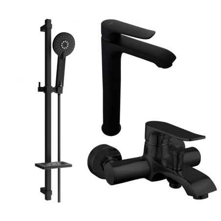 Mexen Pecos DQ40 conjunto de baño, negro - 72713DQ40-70