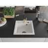 Mexen Vito fregadero de granito de 1 compartimento con grifo de cocina Flora, blanco - 6503-20-670401-57-B