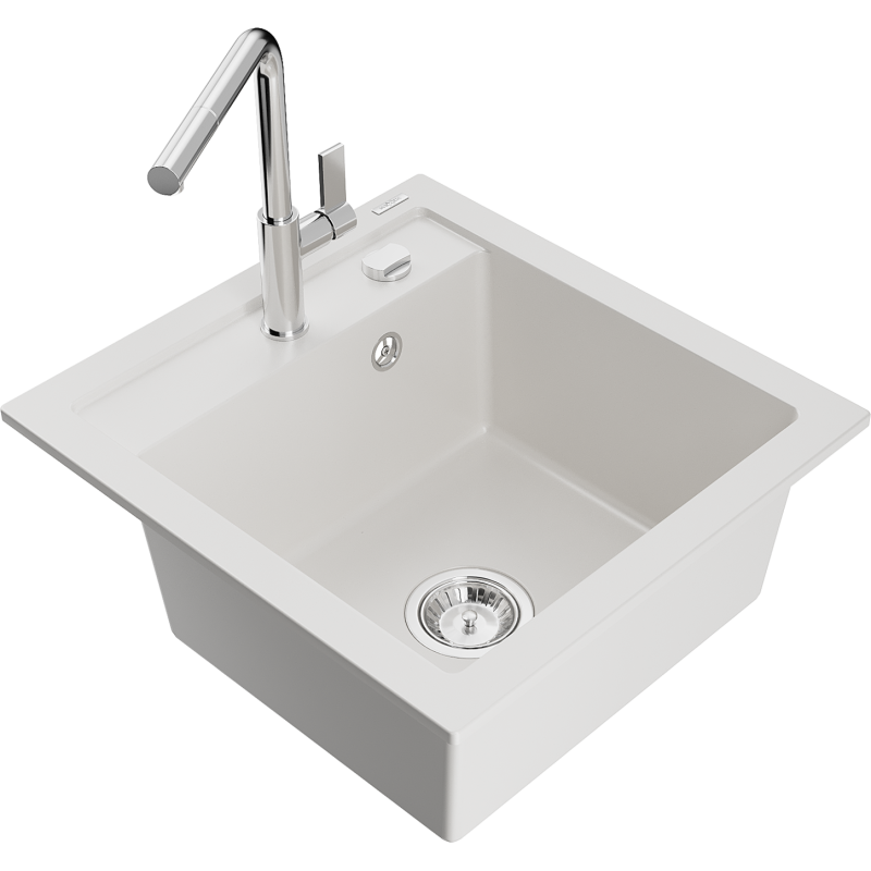 Mexen Vito Granit-Eenzelkummerspullsteen mat Kichekraan Flora, wäiss - 6503-20-670401-00