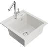 Mexen Vito 1-bowl granite sink with Flora kitchen tap, white - 6503-20-670401-00