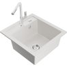 Mexen Vito lava-louça de granito de 1 bacia com misturadora de cozinha Flora, branco - 6503-20-670401-02
