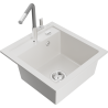 Mexen Vito lava-louças de granito de 1 cuba com torneira de cozinha Flora, branco - 6503-20-670401-06