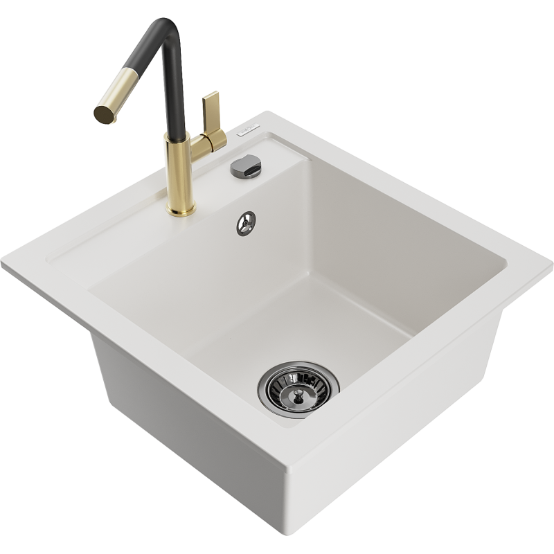 Mexen Vito νεροχύτης γρανίτης 1-διαμερισμάτων με μπαταρία κουζίνας Flora,