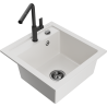 Mexen Vito lava-louça de granito de 1 bacia com torneira de cozinha Flora, branco - 6503-20-670401-70-B