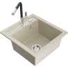 Mexen Vito lavello in granito a una vasca con miscelatore da cucina Flora, beige - 6503-69-670401-07