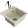 Mexen Vito 1-basin granite kitchen sink with Flora tap, beige - 6503-69-670401-07-B